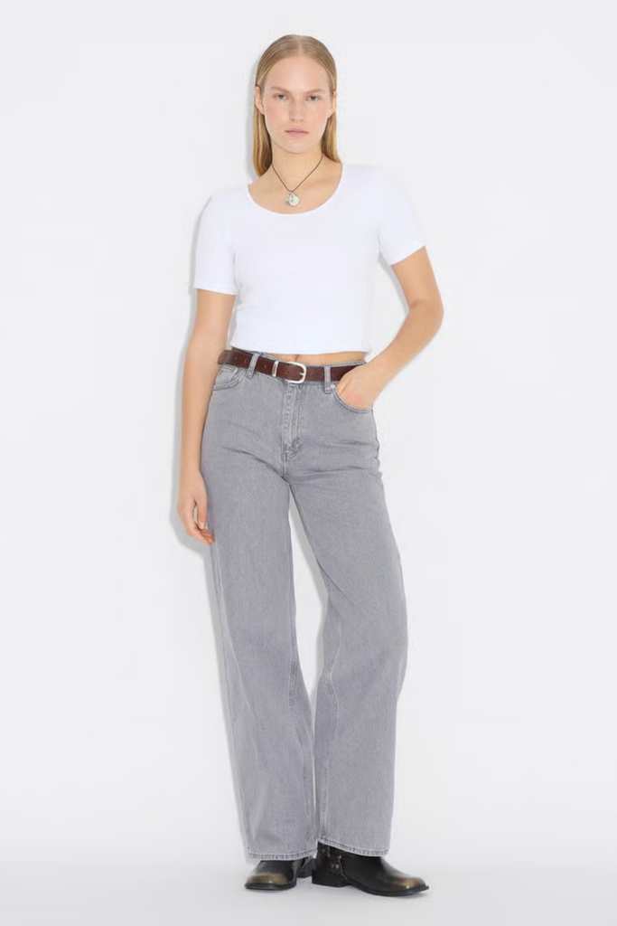 Rib Open Neck Tee - White - Holzweiler