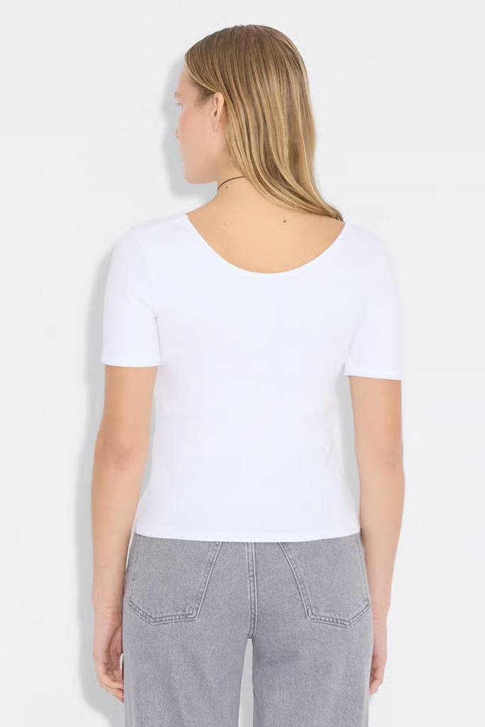 Rib Open Neck Tee - White - Holzweiler