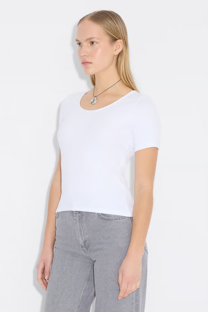 Rib Open Neck Tee - White - Holzweiler
