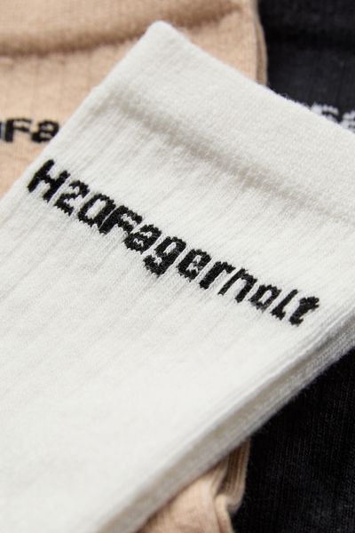 Rib Socks - Black+Creamy White+Creamy Grey - H2O Fagerholt