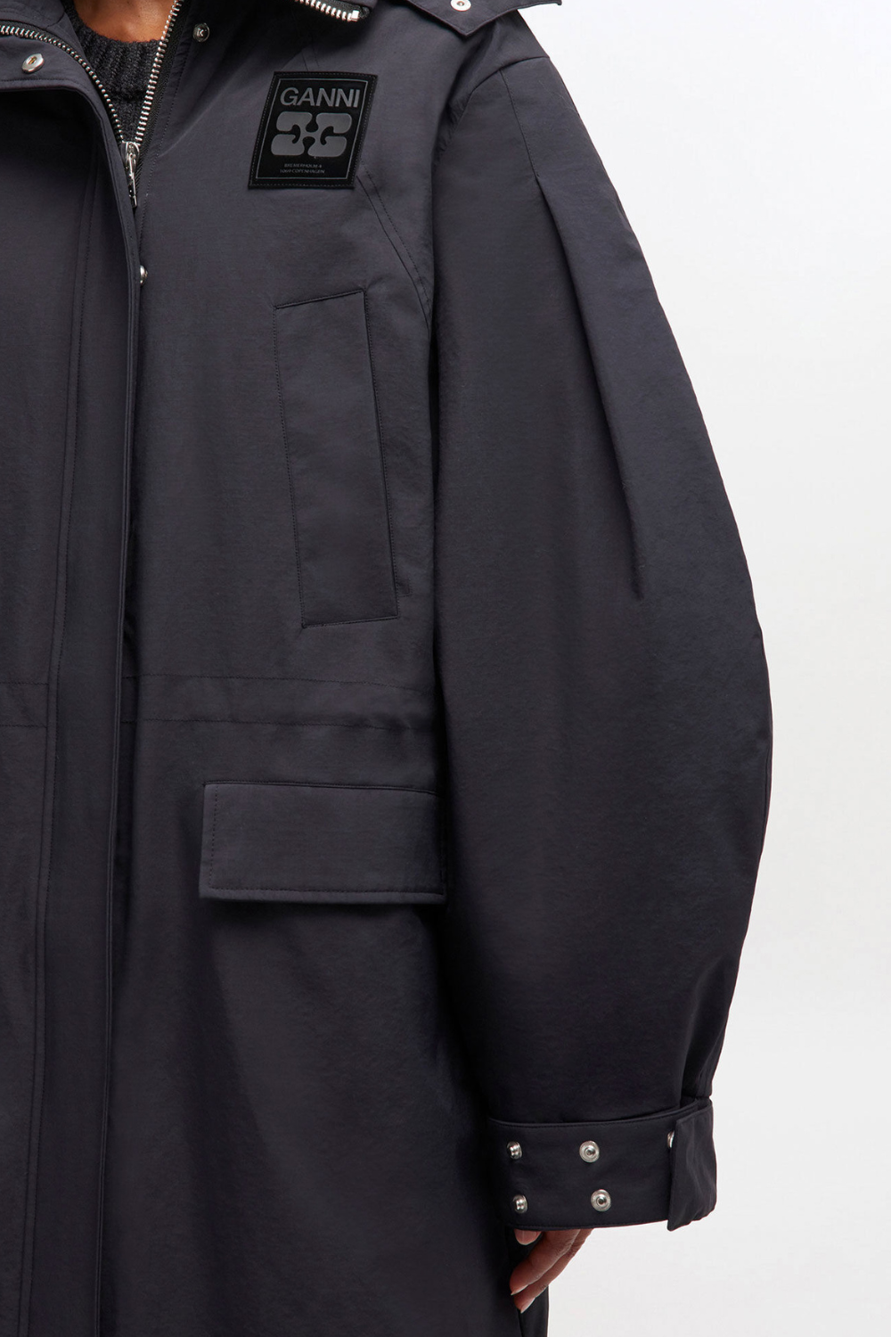 Ripstop Tri-Layer Parka Coat W1012 - Phantom - GANNI