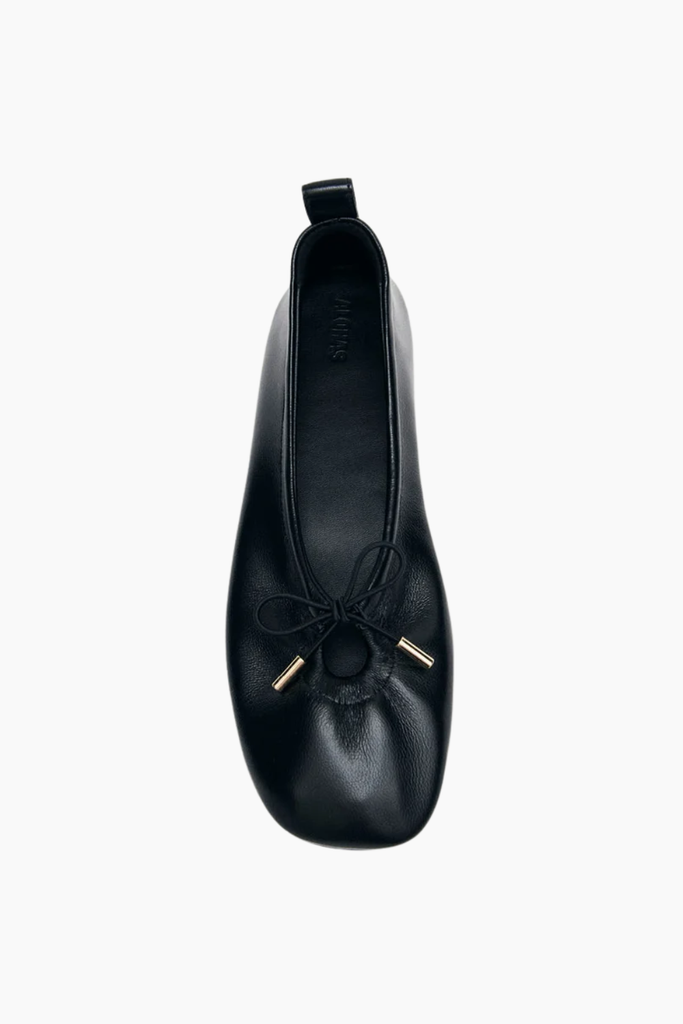 Rosalind Black Leather Ballet Flats - Black - Alohas
