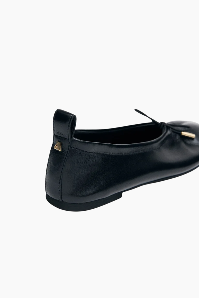 Rosalind Black Leather Ballet Flats - Black - Alohas