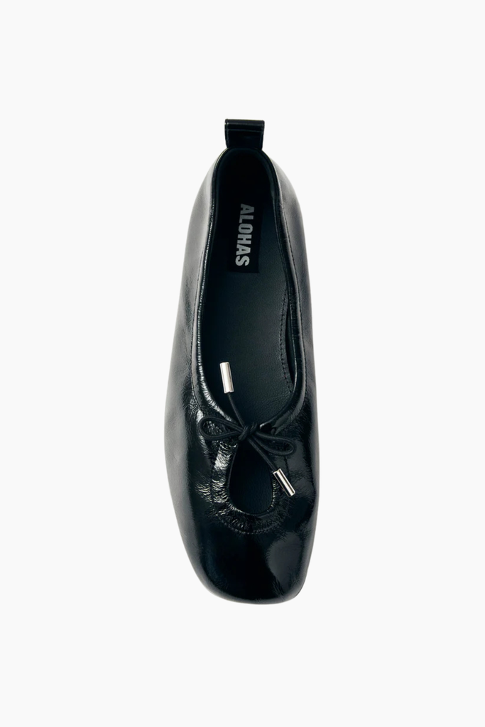 Rosalind Black Patent Leather Ballet Flats - Onix Black - Alohas