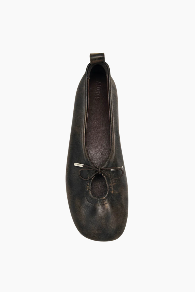 Rosalind Brushed Brown Leather Ballet Flats - Brushed Brown - Alohas