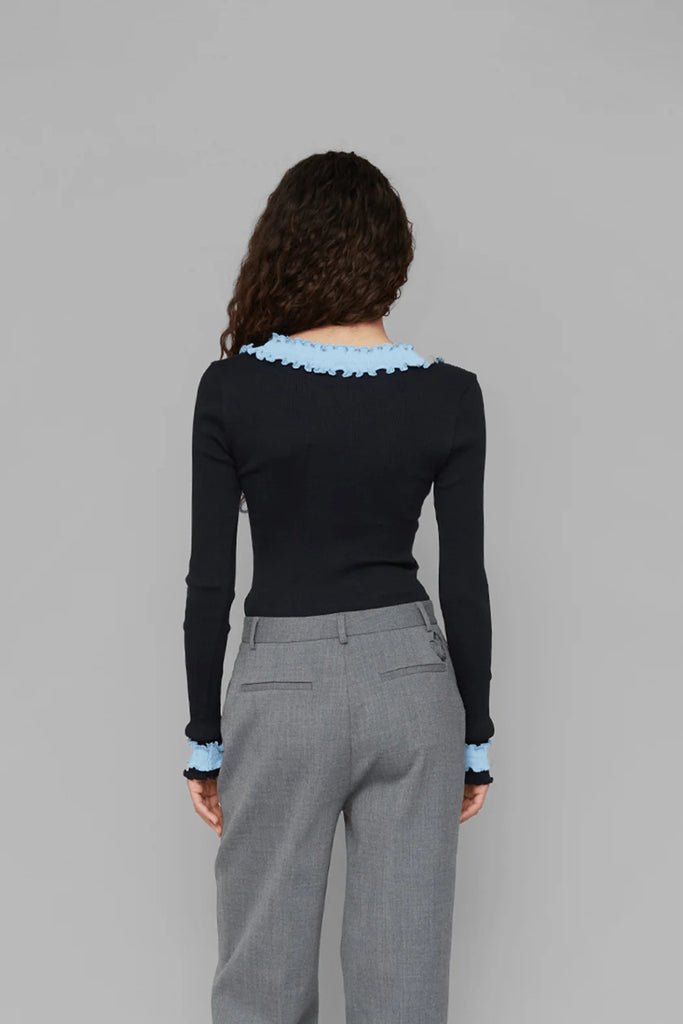 Rosie Seamless Top - Black/Blue - OpéraSPORT