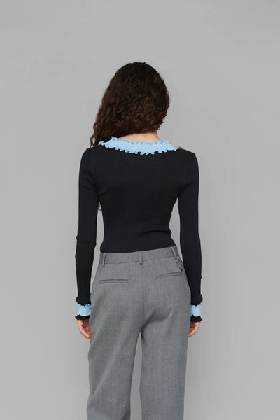 Rosie Seamless Top - Black/Blue - OpéraSPORT