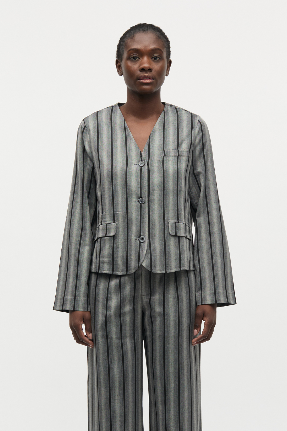 Saul Svea Jacket - Pinstripe/Asphalt - Mads Nørgaard