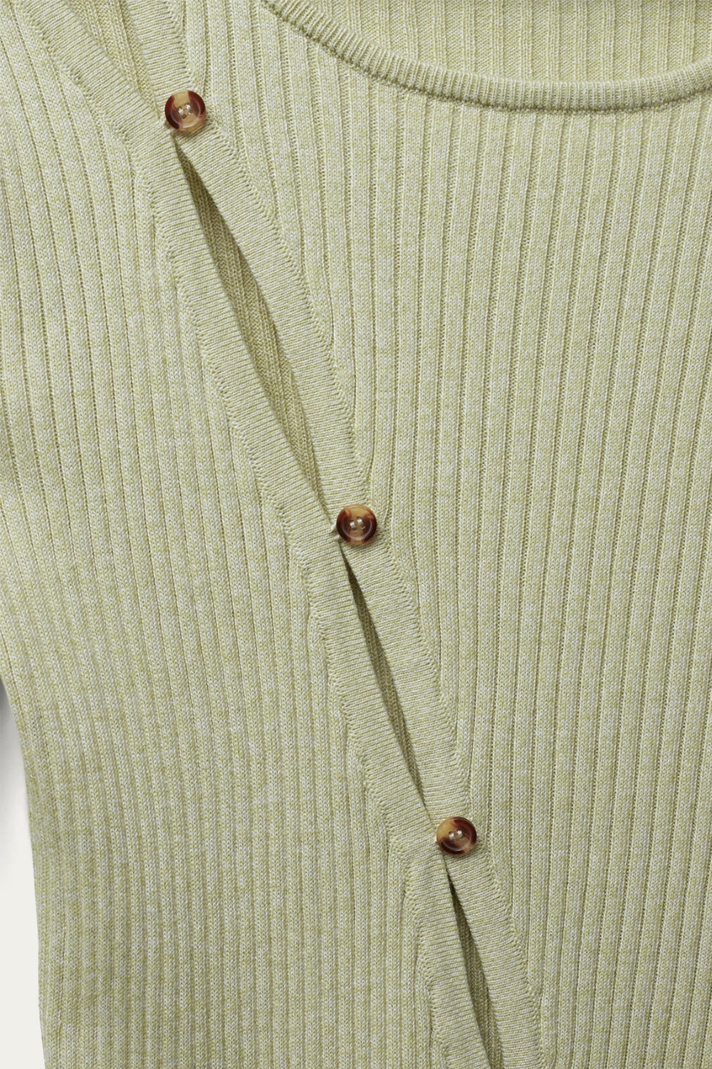Seawool-BL X-Over Button Jumper - Green Banana - Blanche