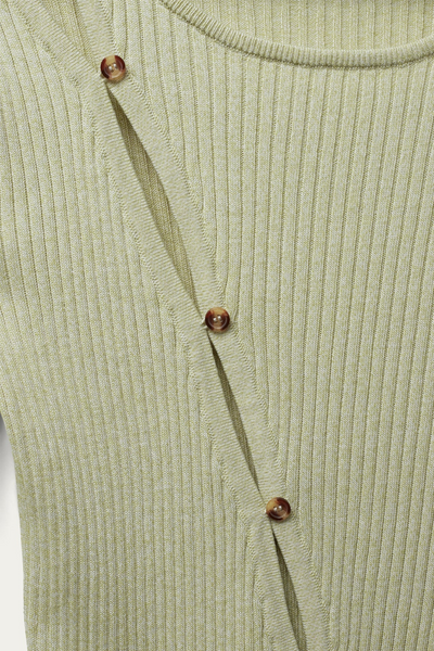 Seawool-BL X-Over Button Jumper - Green Banana - Blanche