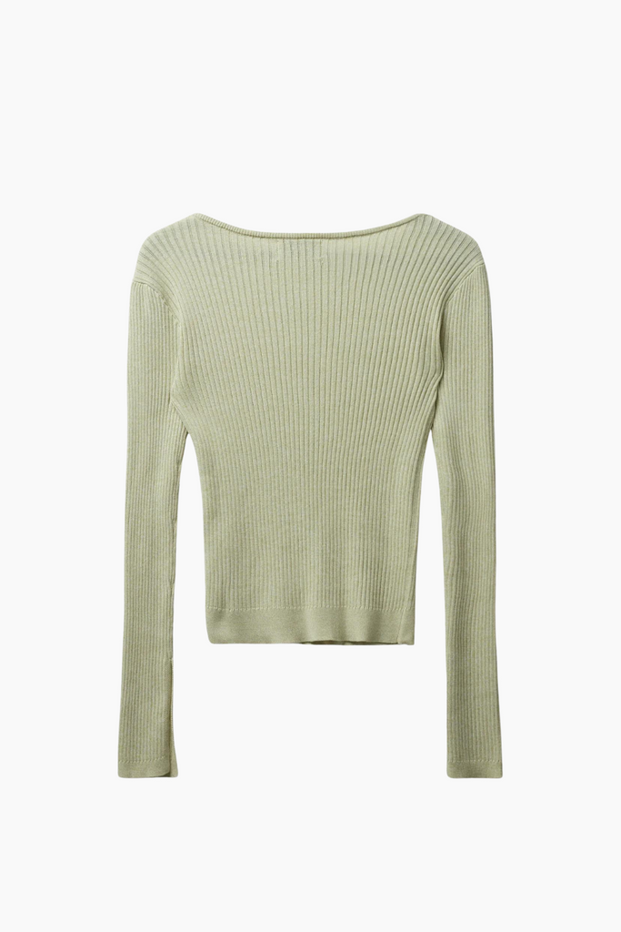 Seawool-BL X-Over Button Jumper - Green Banana - Blanche