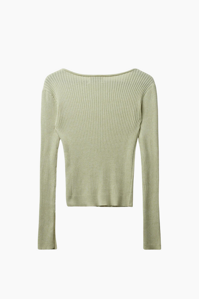 Seawool-BL X-Over Button Jumper - Green Banana - Blanche