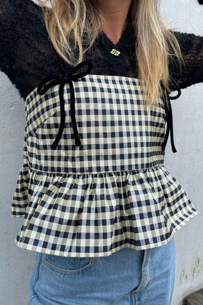 Shiny Check Jacquard Top F9701 - Lemon Icing - GANNI