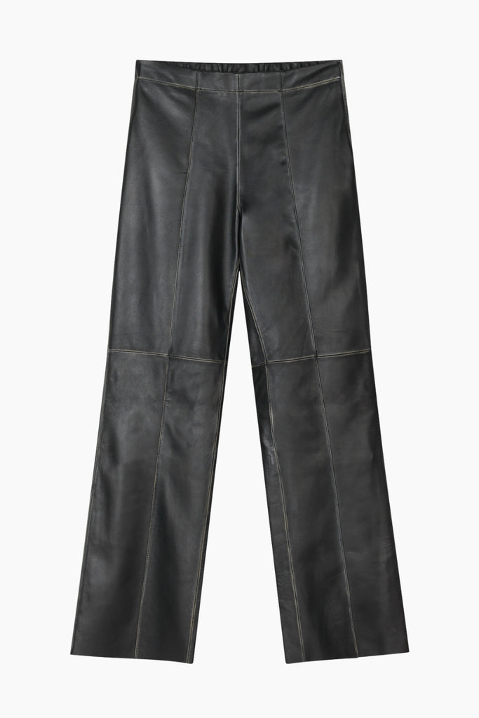 Smooth Leather Pirla Pants - Black - Mads Nørgaard