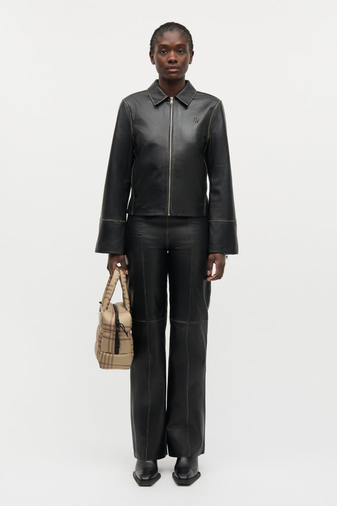 Smooth Leather Pirla Pants - Black - Mads Nørgaard