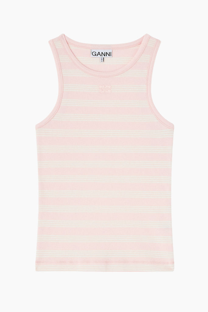 Soft Cotton Rib Tank Top A1050049 - Chalk Pink - GANNI
