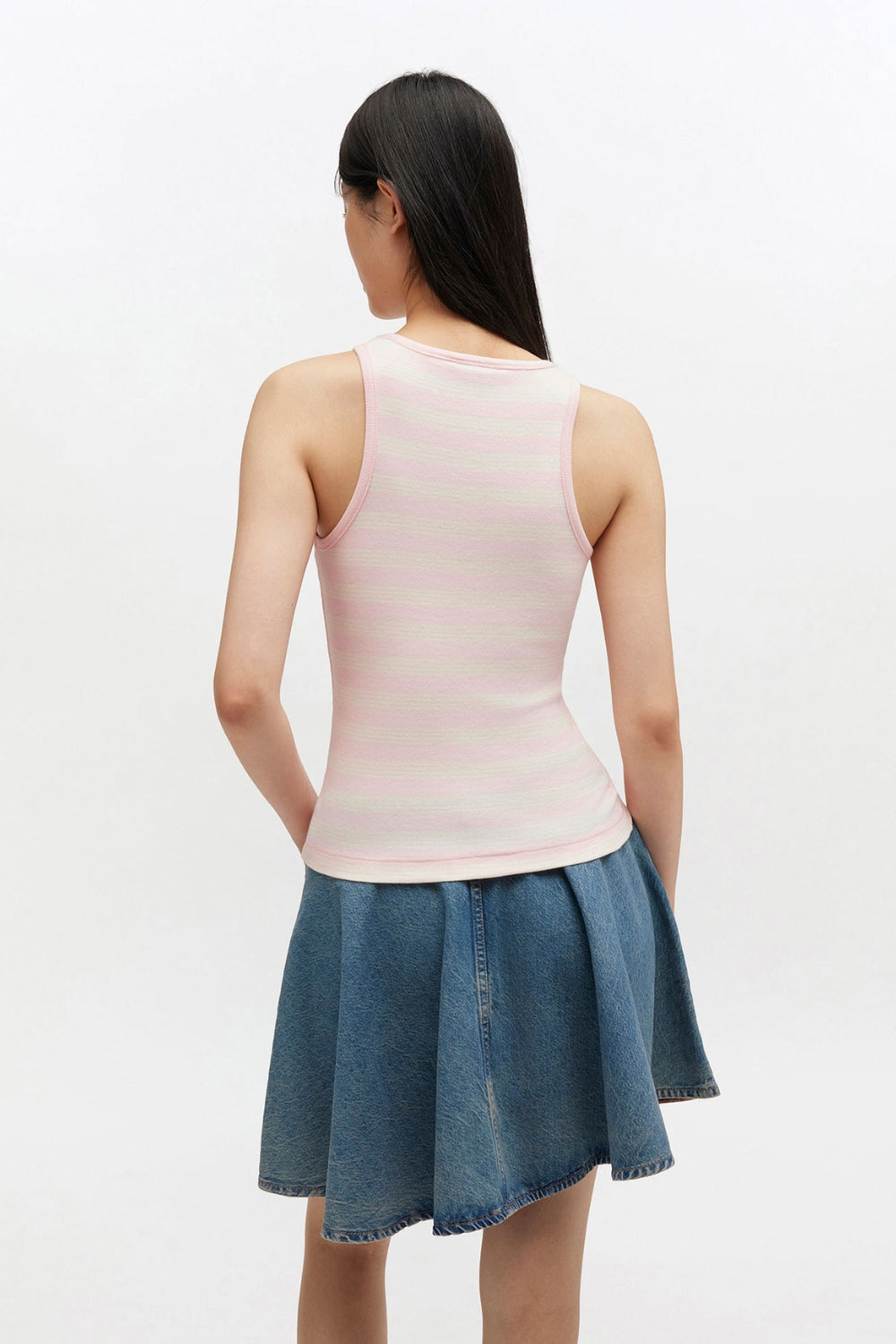 Soft Cotton Rib Tank Top A1050049 - Chalk Pink - GANNI