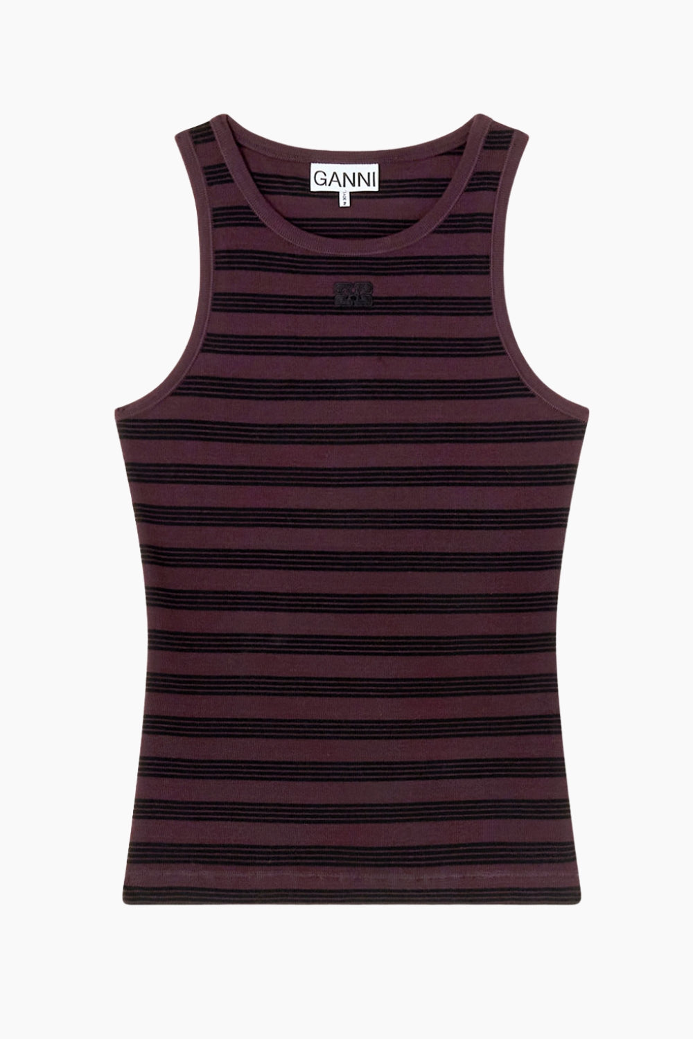 Soft Cotton Rib Tank Top A1050049 - Chocolate Plum - GANNI
