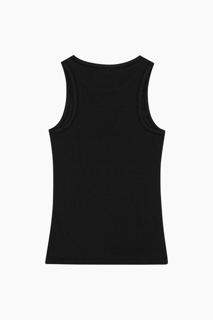 Soft Cotton Rib Tank Top T3898 - Black - GANNI