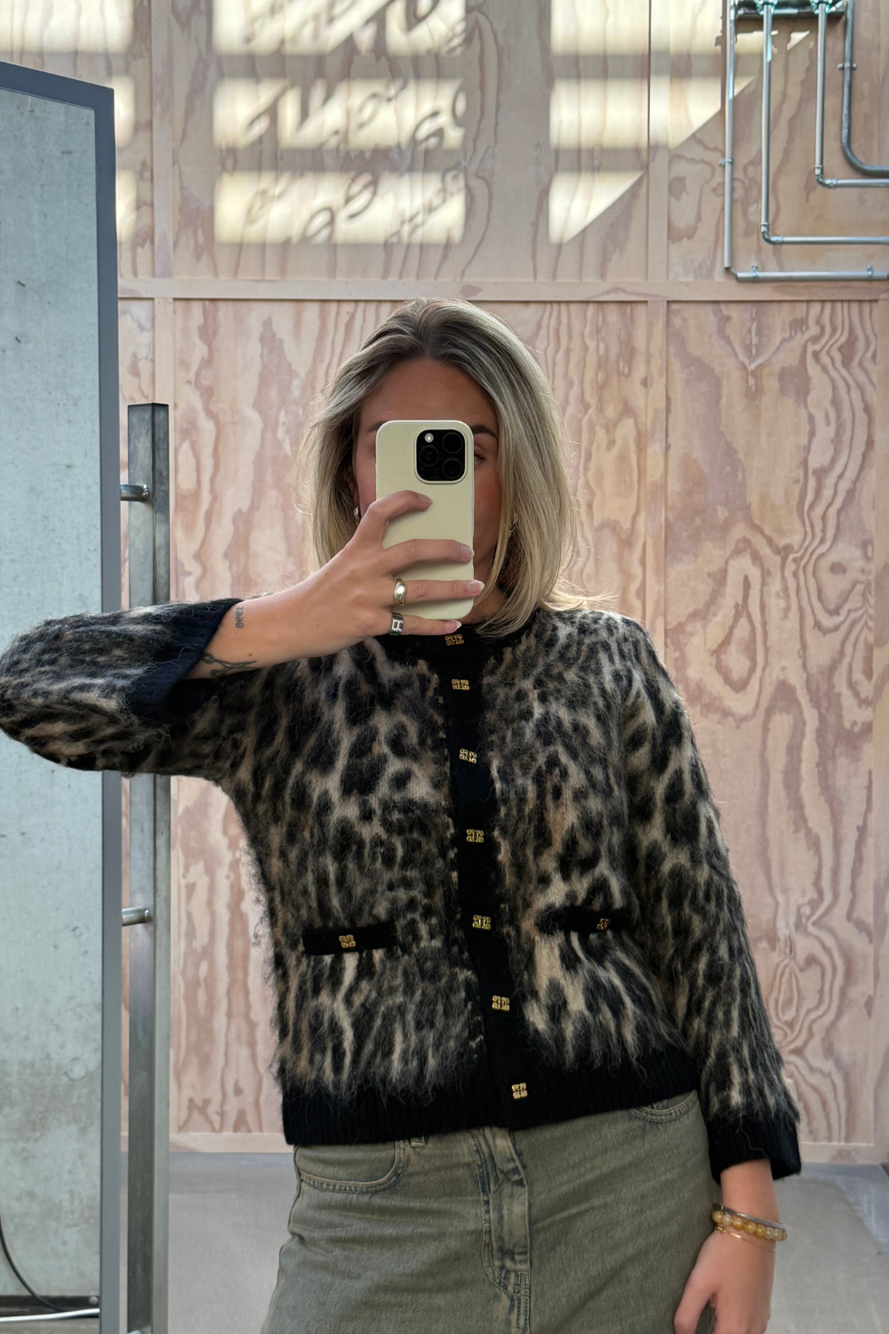 Soft Wool Leo 3/4 Sleeve Cardigan K2668 - Leopard - GANNI