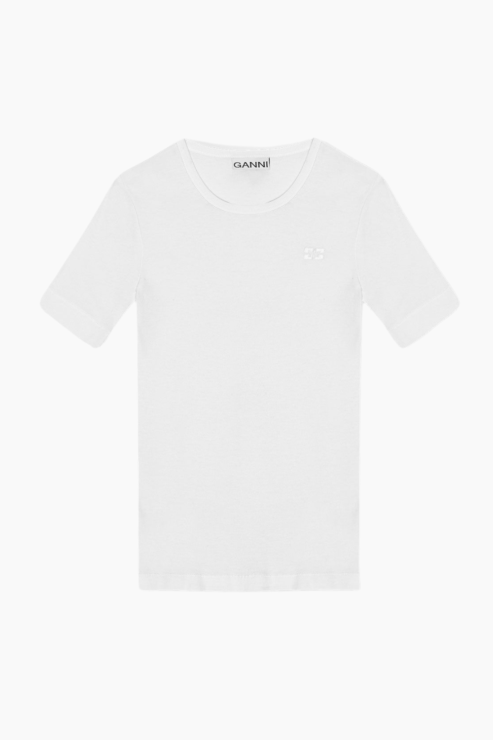 Soft Cotton Rib Short Sleeve T-Shirt T3941 - Bright White - GANNI