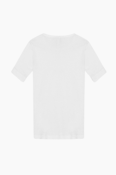 Soft Cotton Rib Short Sleeve T-Shirt T3941 - Bright White - GANNI -2