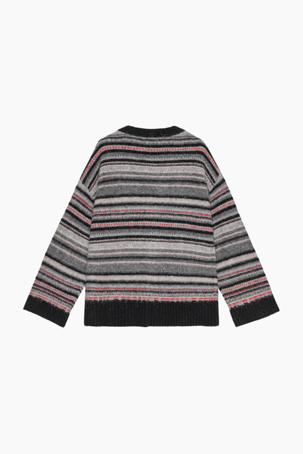 Soft Wool Stripe Boxy Cardigan K2357 - Phantom - GANNI