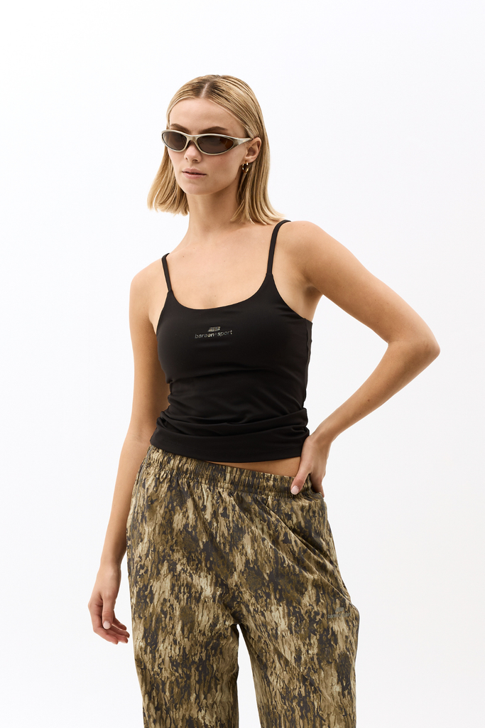 Spaghetti Strap Sports Top - Black Onyx - bareen