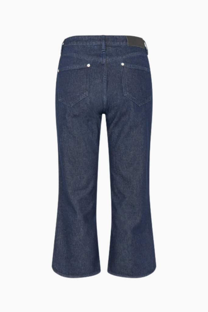 Split Denim Capri - Raw Dark Blue - Oval Square