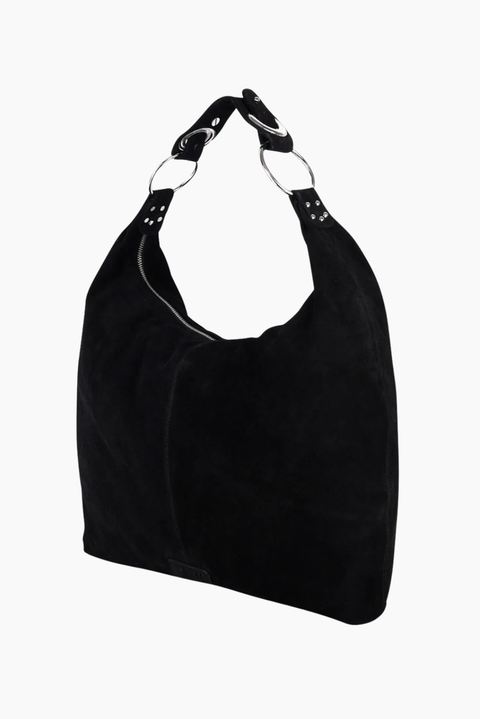 Stevie Shoulder Suede Bag - Black - Silfen Studio