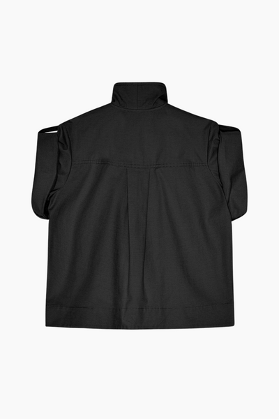 Stretch Cotton Cowl Neck Blouse W0880 - Black - GANNI