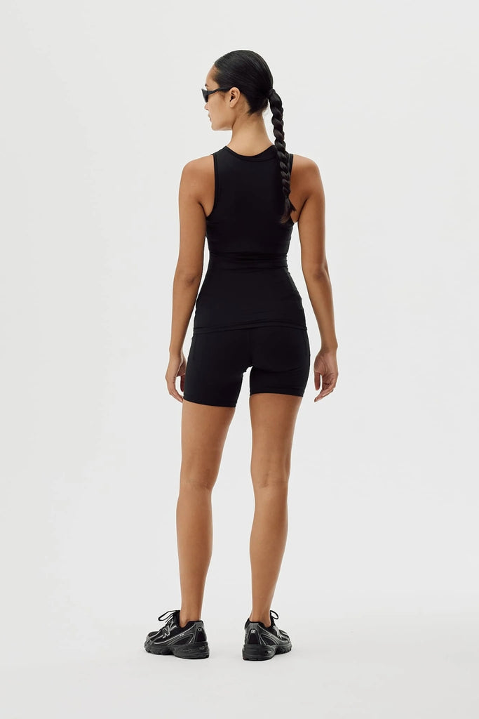 Stretch Racer Tank Top - Black Onyx - bareen