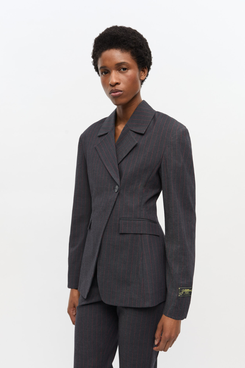 Stretch Stripe Blazer W0578 - Phantom - GANNI
