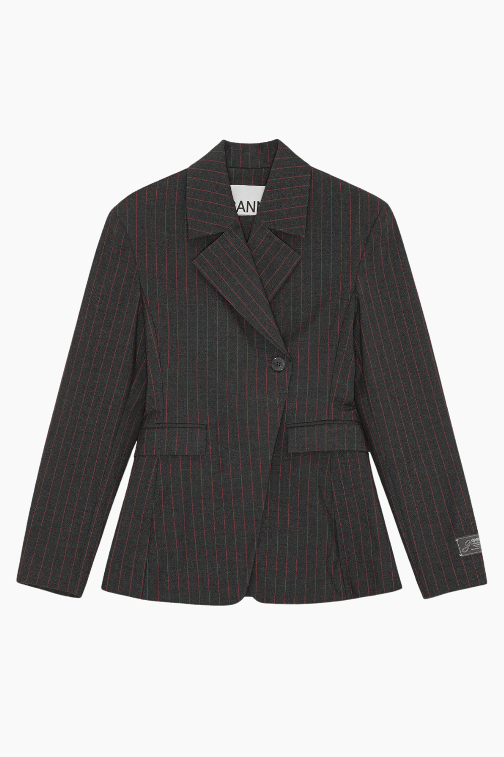 Stretch Stripe Blazer W0578 - Phantom - GANNI