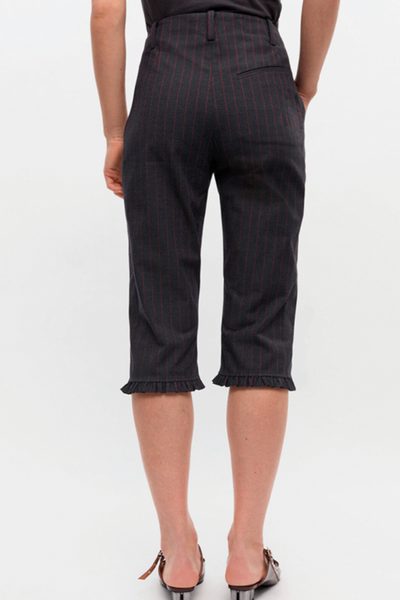 Stretch Stripe Tailoring Capri Pants W0672 - Phantom - GANNI