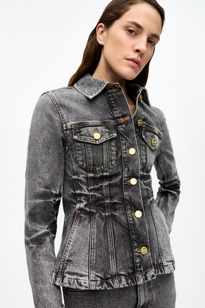 Stretch Future Denim Fitted Blazer J1693 - Black Washed - GANNI-1