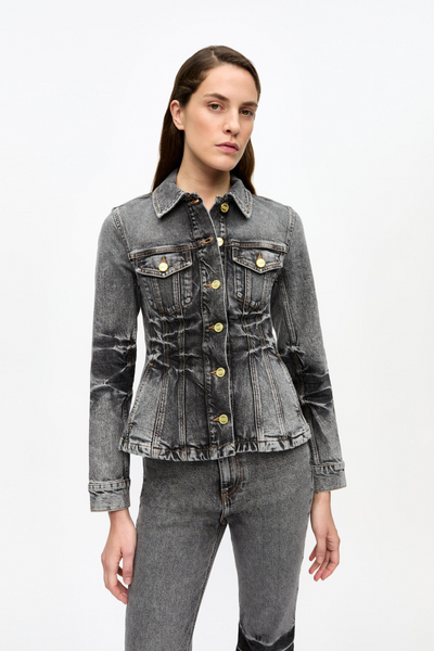 Stretch Future Denim Fitted Blazer J1693 - Black Washed - GANNI-5