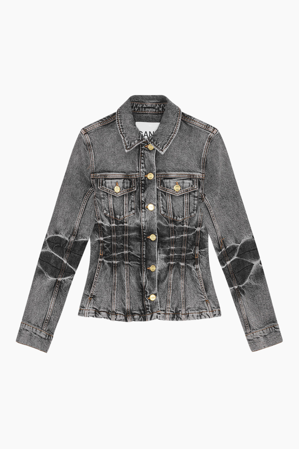Stretch Future Denim Fitted Blazer J1693 - Black Washed - GANNI