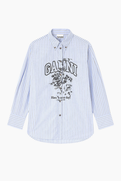 Stripe Cotton Oversized Shirt W0826 - Lavender Lustre - GANNI