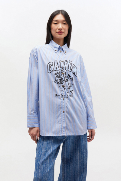 Stripe Cotton Oversized Shirt W0826 - Lavender Lustre - GANNI