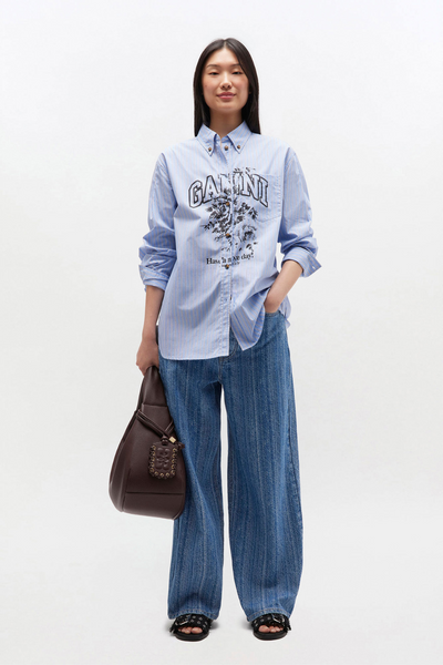 Stripe Cotton Oversized Shirt W0826 - Lavender Lustre - GANNI