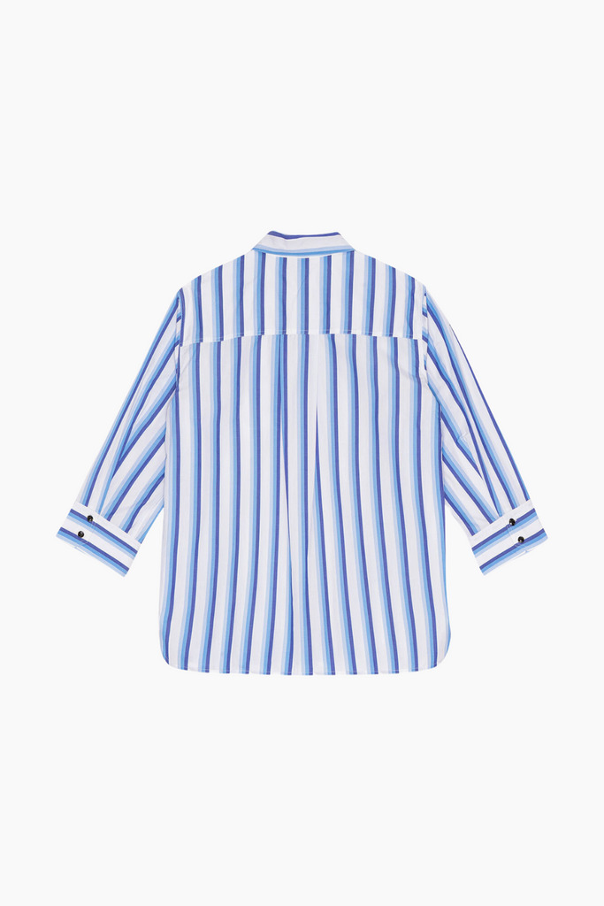 Stripe Cotton Shirt F9153 - Silver Lake Blue - GANNI