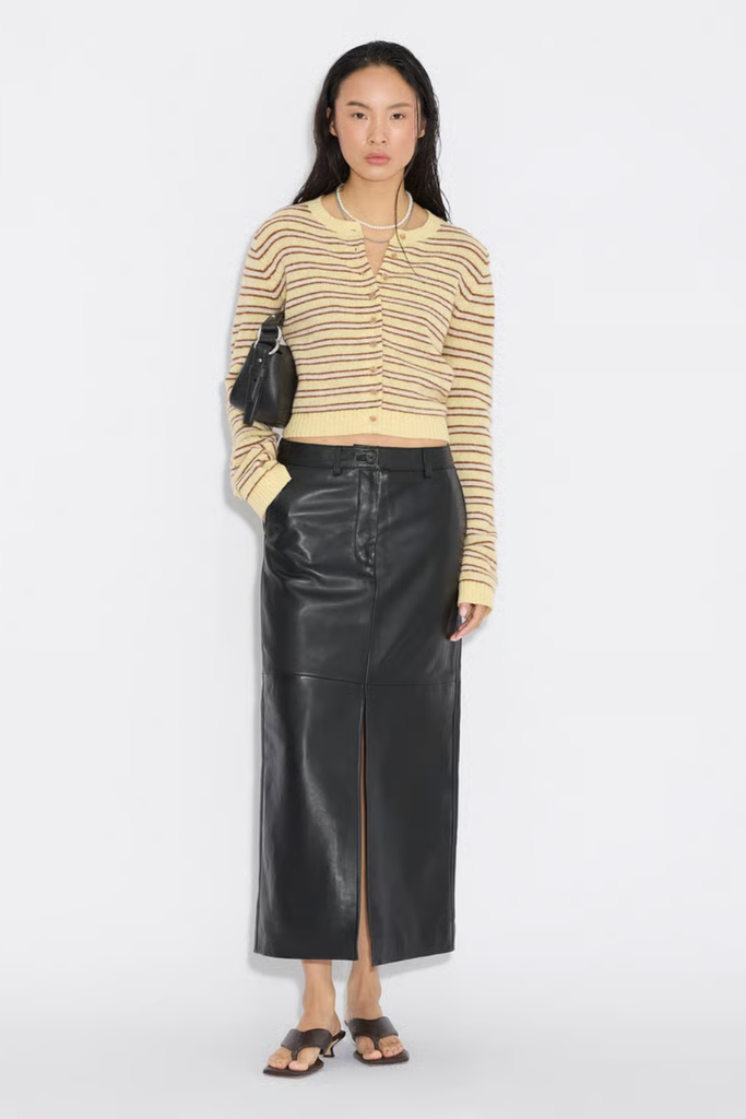 Stripe Wool Cardigan - Yellow Stripe - Holzweiler