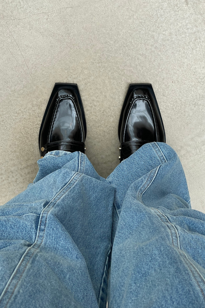 Studs Square Toe Loafer Box Oleatex S3178 - Black - GANNI