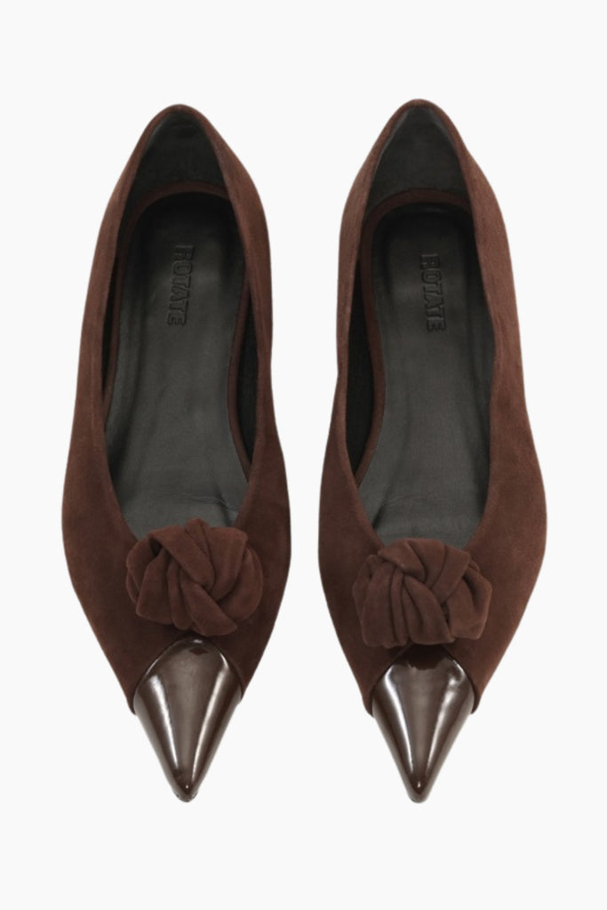 Suede Knot Ballerina - Chocolate Brown - Rotate