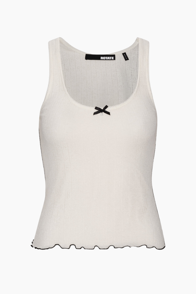 Pointelle Tank Top - Bright White - ROTATE