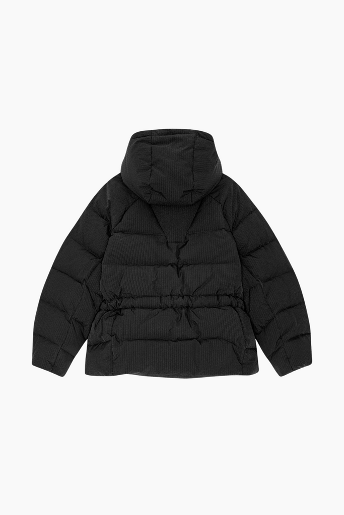 Tech Seersucker Oversized Puffer Jacket F9496 - Black - GANNI