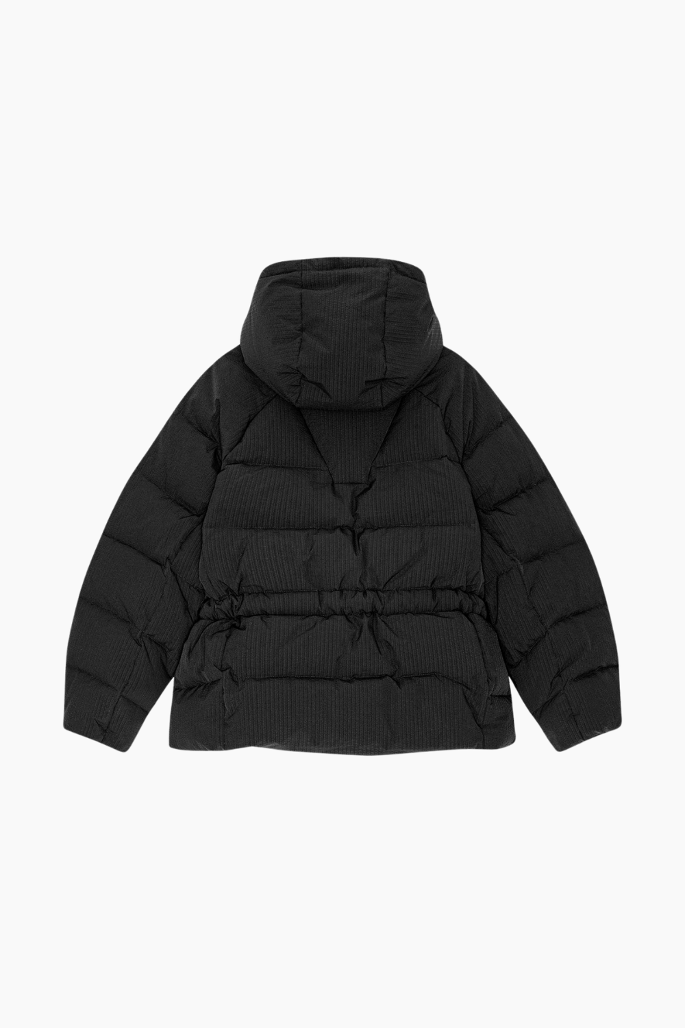 Tech Seersucker Oversized Puffer Jacket F9496 - Black - GANNI
