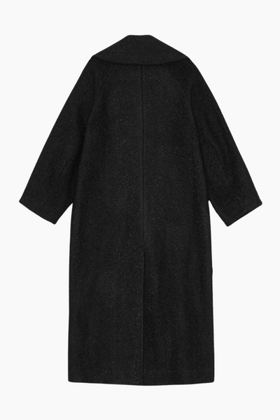 Textured Boucle Wool Coat W0024 - Black - GANNI