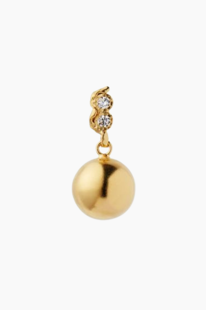 Twin Flow & Disco Ball Earring - Gold - Stine A